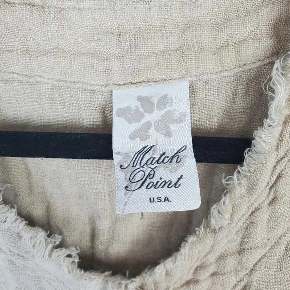 Match Point Womens Small Beige/Tan Color Block Linen Dolman Sleeve Tunic Top #28 - Picture 5 of 10